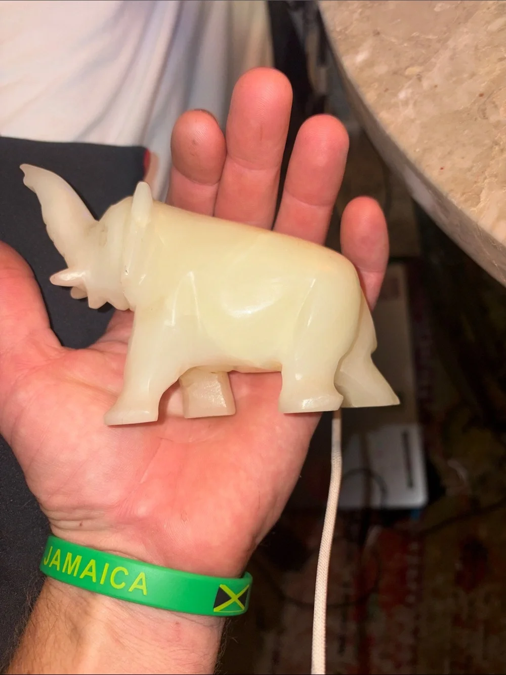 Carved White Elephant Figurine Accent - Unbranded